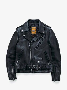 Schott NYC Classic Perfecto Leather Motorcycle Jacket  137W in Black Large